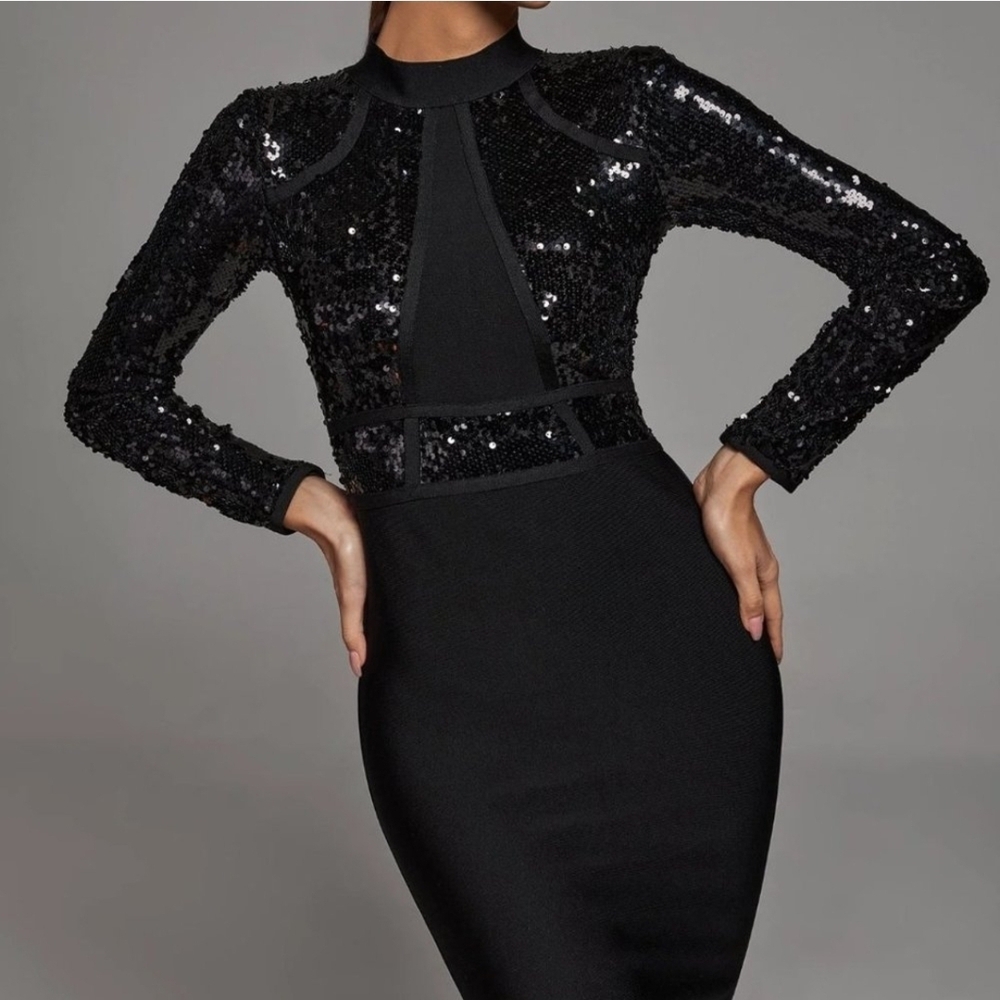 Elegant Black Sequin Dress